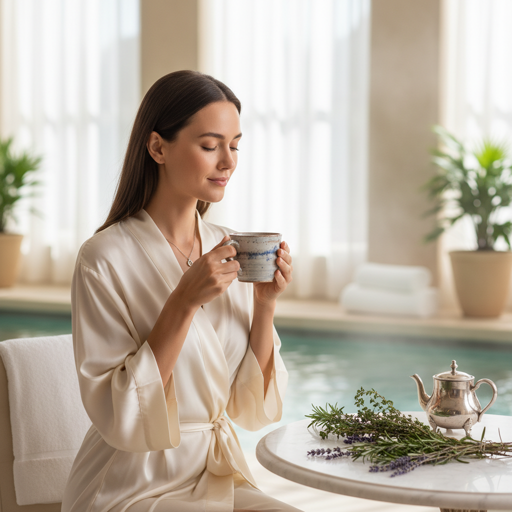 Femme buvant une tisane