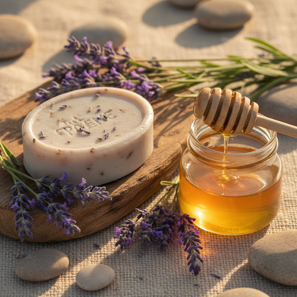Savon au Miel de Lavande artisanal Terassens Provence, lavande et miel de Provence